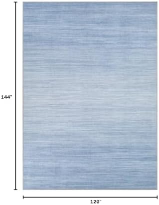 UERMEI 10x12 Washable Area Rug - Neutral Modern Abstract Living Room Rugs, Non-Slip Soft Large Indoor Floor Carpet for Bedroom Home Office & Under Dining Table Decor, Blue - Image 2