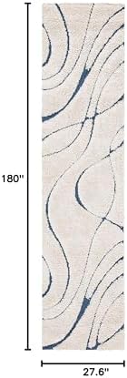 SAFAVIEH Florida Shag Runner Rug 2'3"x15', Soft Cream & Blue SG471-1165 - Image 2