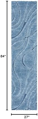 SAFAVIEH Florida Shag Runner Rug 2'3"x7', Soft Light Blue & Blue SG471-6065 - Image 2