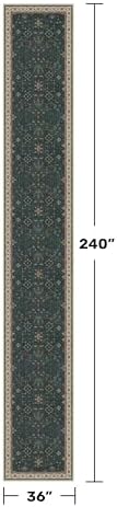 Hazo Haus Washable 3x20 Dark Green Hallway Runner Rug - Modern Vintage Boho Long Wide Runner Rugs for Kitchen, Eclectic Floral with Brown Accent, Low Pile Stain Resistant - Image 2