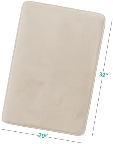 Clara Clark Bathroom Rugs, Velvet Memory Foam Bath Mat, Non-Slip Bath Rugs, Machine Wash, Dries Quickly, Ultra Soft Plush Bath Mats for Bathroom, 20 x 32, Linen - Image 3