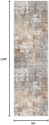 DMOYEST 3x10 Washable Runner Rug for Hallway: Soft Neutral Modern Abstract Low Pile Rug Indoor - Carpet for Bedroom Dining Room Kitchen Entryway - Grey Brown - Image 2