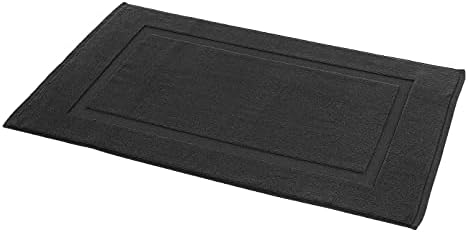 Amazon Basics Banded 100% Cotton Machine Washable Bathroom Bath Rug Mat, 31" x 20", Black by AmazonBasics