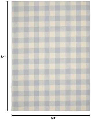 Garland Rug Country Living – Checkered Buffalo Plaid Design, Non-Slip Rubberback, Traditional 5x7 Area Rug for Living Room, Bedroom, Kitchen, Dining Room, Nursery, Soft Silver/Ivory - Image 3