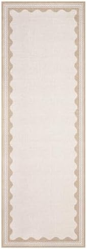 GarveeHome Scalloped Beige 2.5x8 Runner Rug for Hallway Washable Kitchen Rugs Non Slip Solid Modern Minimalism Soft Low-Pile Scalloped Indoor Carpet for Entryway Laundry Room Floor Mats - Image 4