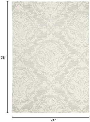 SAFAVIEH Blossom Collection Accent Rug - 2' x 3', Sage & Ivory, Handmade Wool, Ideal for High Traffic Areas in Entryway, Living Room, Bedroom (BLM107C) - Image 2