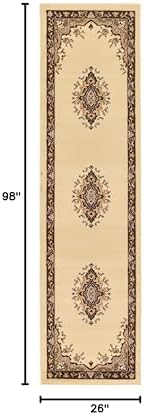 Unique Loom Reza Collection Traditional Persian Style Area Rug, 2 ft 2 in x 8 ft 2 in, Ivory/Brown - Image 3