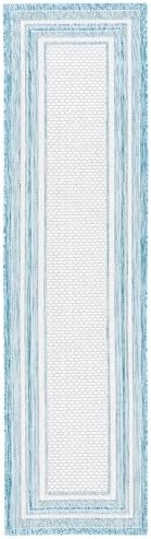 SAFAVIEH Washable Rug Outdoor Courtyard Collection - 2'3" x 10' Runner, Ivory & Aqua Blue, Non-Shedding & Easy Cleaning, Ideal for Patio, Entryway, Mudroom, Hallway, Kitchen (CY8475-53612) - Image 3