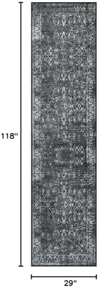 Morebes Black Vintage Runners for Hallways 10 Foot Non Slip, Washable Distressed Non Skid Kitchen Runner Rug Indoor Long Carpet for Hall Foyer Entryway Bathroom Entrance Playroom - Image 2