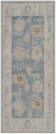 Bavni 2X5 Washable Hallway Runner Rug, Boho Vintage Floral Non Slip - Image 3