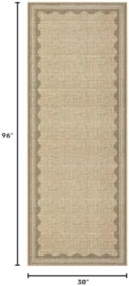 GarveeHome 2.5x8 Runner Rug for Hallway Washable Kitchen Rugs Non Slip Solid Tan Jute Digital Printing Modern Soft Low-Pile Scalloped Indoor Carpet for Entryway Laundry Room Floor Mats - Image 2