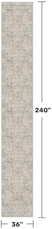 Washable 3x20 Wide Hallway Runner Rug - Beige Blue Ultra Soft Extra Long Runner Non Slip, Low Pile Stain Resistant Boho Pastel Rug for Large Kitchen, Entryway - Image 2