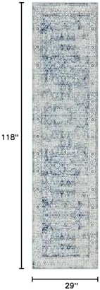 Morebes Vintage Rug Runners for Hallways Non Slip,Washable Runner Rug 2x10, Soft Long Distressed Non-Shedding Throw Carpet Runner Rug for Entryway Kitchen Laundry Living Room, Blue - Image 2