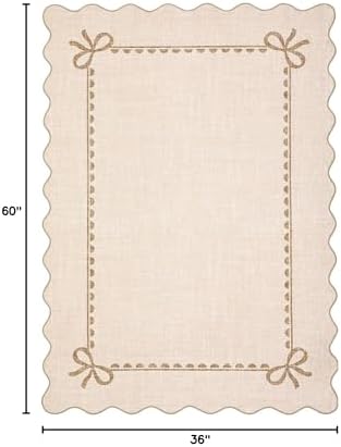 GarveeHome Scalloped Bow Rug 3x5 Washable Beige Rug for Bedroom Living Room - Image 2