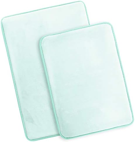 Clara Clark 2 Piece Bathroom Rugs Bath Mat Set, Velvet Memory Foam Bath Mats for Bathroom - Non-Slip, PVC Backing Bath Rugs, Washable - Dries Quickly, Aqua - Image 4