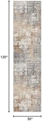 DMOYEST Washable Runner Rug for Hallway: 2.6x10 Neutral Modern Abstract Low Pile Area Rug with Non-Slip Backing - Carpet for Bedroom Kitchen Laundry Entryway Bathroom Indoor - Grey Brown - Image 2