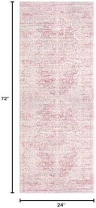 KUTA Vintage Washable Runner Rug, 2x6 Pink Runners for Hallways - Image 2