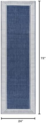 nuLOOM Asha Navy Bordered Power Loomed Indoor/Outdoor Runner Rug, 2' x 6' - Image 2