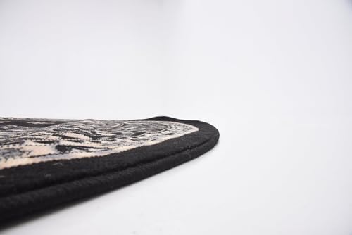 Unique Loom Reza Collection Traditional Persian Style Area Rug, 8' 0" x 8' 0", Black/Beige - Image 4
