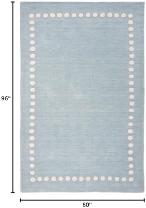 SAFAVIEH Kids Collection Area Rug - 5' x 8', Blue & Ivory, Handmade Polka Dot Border Wool, Ideal for High Traffic Areas in Living Room, Bedroom (SFK802M) - Image 2