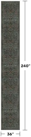 Dark Green Washable 3x20 Extra Long Runner Rug for Hallway Non Slip, Large Kitchen Indoor Floor Rugs for Entryway Hall Way, Soft Stain Resistant Low Pile Vintage Floral Carpet - Image 2