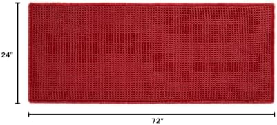 TYUU Waffle Runner Rug Bathroom, Long Boho Bath Mat, 72x24 Burgundy - Image 2