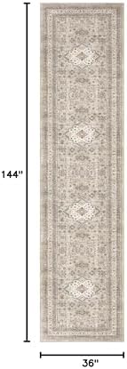 cotiled 3x12 Hallway Runner Rug for Entryway, Non-Slip Vintage, Beige - Image 2