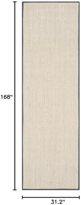 SAFAVIEH Natural Fiber Runner Rug 2'6"x14', Sisal Textured Marble NF143D - Image 2