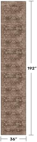 Hazo Haus Neutral Boho Washable 3x16 Extra Long Hallway Runner Rug, Brown Waterproof Large Kitchen Floor Rug Indoor, Non-Slip Stain & Fade Resistant, Vintage Dark Earthy Taupe Décor (3x16 Brown) - Image 2