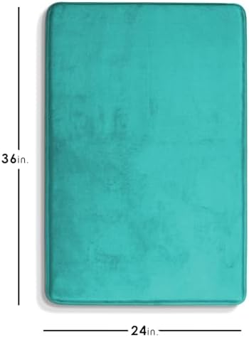 Clara Clark Bathroom Rugs, Velvet Memory Foam Bath Mat, Non-Slip Bath Rugs, Machine Wash, Dries Quickly, Ultra Soft Plush Bath Mats for Bathroom, 24 x 36, Teal Blue - Image 2