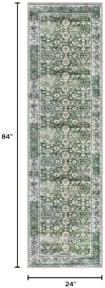 KUTA Vintage Washable Runner Rug 2x7 Green Runners for Hallways - Image 2