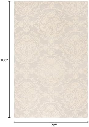 SAFAVIEH Blossom Collection Area Rug - 6' x 9', Light Grey & Ivory, Handmade Wool, Ideal for High Traffic Areas in Living Room, Bedroom (BLM107A) - Image 2