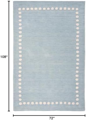SAFAVIEH Kids Area Rug 6x9, Wool Handwoven Blue & Ivory SFK802M - Image 3