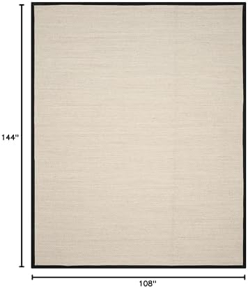 SAFAVIEH Natural Fiber Area Rug 9x12 Large Textured, Marble & Black NF143A - Image 2