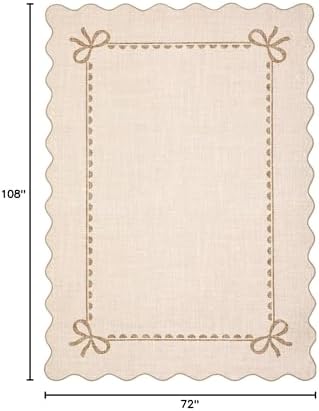 GarveeHome Scalloped Bow Rug 6x9 Washable Beige Rug for Bedroom Living Room - Image 2