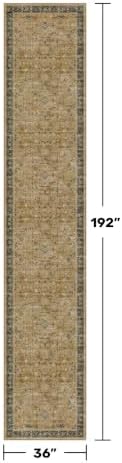 Hazo Haus Boho Washable 3x16 Extra Long Hallway Runner Rug, Large Kitchen Floor Rug Indoor, Non-Slip Stain & Fade Resistant, Vintage Rustic Brown and Charcoal Olive Décor - Image 2