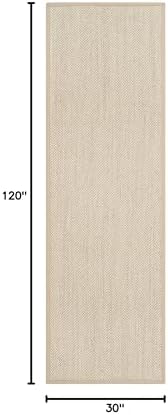 SAFAVIEH Natural Fiber Runner Rug 2'6"x10' Textured, Marble & Linen NF143B - Image 2