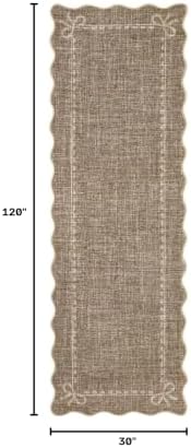 GarveeHome Scalloped Hallway Runner Rug 2.5x10 Non Slip Bedroom Rugs, Brown - Image 2