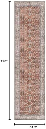 KUTA Vintage Washable Runner Rug, 2.6x10 Red Clay Runners for Hallways - Image 2