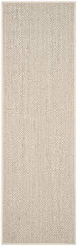 SAFAVIEH Natural Fiber Runner Rug 2'6"x6' Textured, Marble & Beige NF143C - Image 2