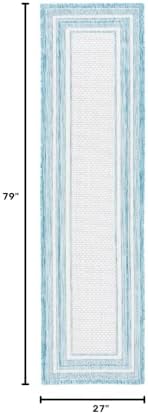 SAFAVIEH Washable Rug Outdoor Courtyard Collection - 2'3" x 6'7" Runner, Ivory & Aqua Blue, Non-Shedding & Easy Cleaning, Ideal for Patio, Entryway, Mudroom, Hallway, Kitchen (CY8475-53612) - Image 2