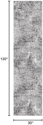 DMOYEST Washable Runner Rug for Hallway: 2.6x10 Neutral Modern Abstract Low Pile Area Rug with Non-Slip Backing - Carpet for Bedroom Kitchen Laundry Entryway Bathroom Indoor - Grey - Image 2