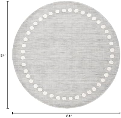 SAFAVIEH Kids Collection Area Rug - 7' Round, Grey, Handmade Wool, Polka Dot Border Design, Ideal for The Living Room, Bedroom, Dining Room, Kids Room, Nursery (SFK802F-7R) - Image 2