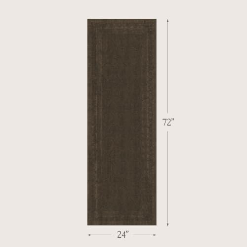 Brown 2x6 Hallway Runner Rug, Non-Slip Washable Vintage Distressed Rugs for Bathroom & Entryway, Low Pile Stain Resistant Kitchen Runner, Modern Farmhouse Décor - Image 2