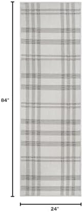 CAMILSON Easy Jute Rug 2x7, Indoor and Outdoor Off-White Runner Rug for Kitchen, Hallway and Entryway, Checkred Boho Woven Design, Easy-Cleaning, Washable Outside Carpet (2 x 7) - Image 2