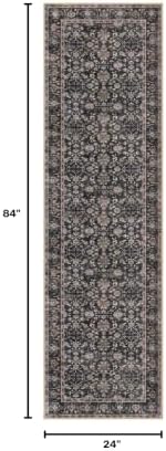 KUTA Vintage Floral Washable Runner Rug 2x7 Brown Runners for Hallways - Image 2
