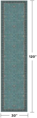 Boho 2'6"x10' Wide Hallway Runner Rugs - Teal 10ft Long Washable Indoor Floor Mats for Entryway, Non Slip with Rubber Backing, Floral Aqua Blue Unique Runner Décor - Image 2