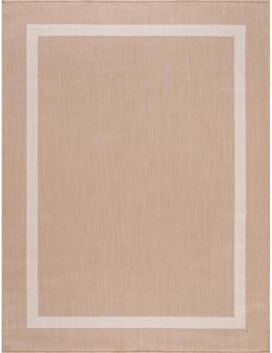 Luul Home Bordered Outdoor Rug 8x10 Washable Outside Carpet for Indoor Patio Porch Waterproof Easy Cleaning Non Shedding Area Rugs Beige 8 x 10 - Image 3