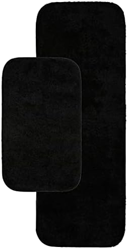 Garland Rug Traditional Nylon Washable Black 2 Bath Rugs (21" X 34", 22" X 60") - Soft, Absorbent, and Stylish for Your Bathroom by Garland+Rug