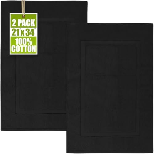Utopia Towels Cotton Bath Mat, 21x34 in, 2 Pack, Black by UTOPIATOWELS